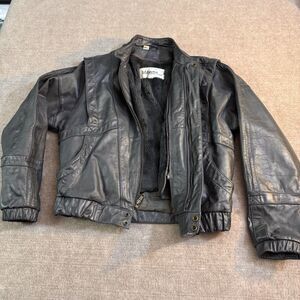 Vintage Wilson Suede Leather Mens 38‎ Gray Leather Jacket Removable Lining 80s